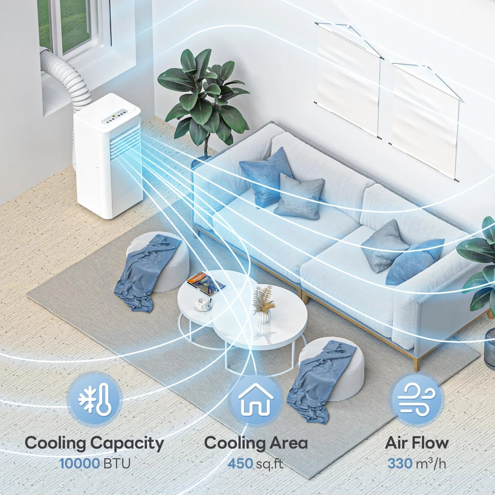 4 IN 1 Quiet AC Cooling Fan Portable Air Conditioner